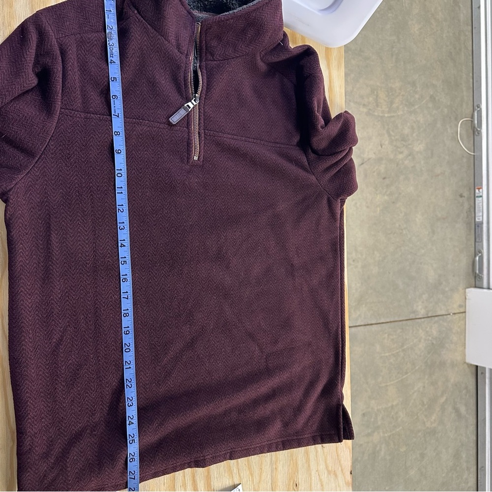 London Fog Mens Quarter Zip‎ Herringbone Fleece Pullover Fleece Lined Large - Picture 3 of 4